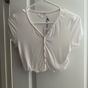 White Button Crop Top - Small